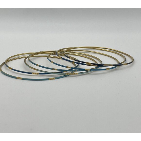 7 Bangle Bracelets Assorted Shades Blue And Designs - Picture 3 of 6